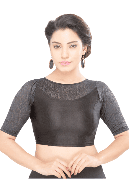 salwar studio charcoal floral print blouse