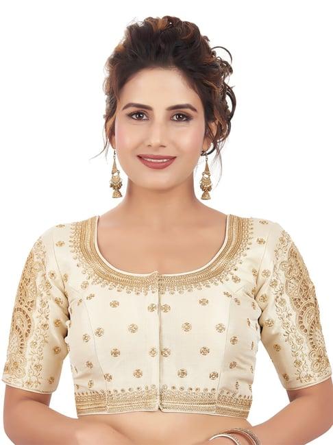salwar studio cream mulberry silk embroidered blouse