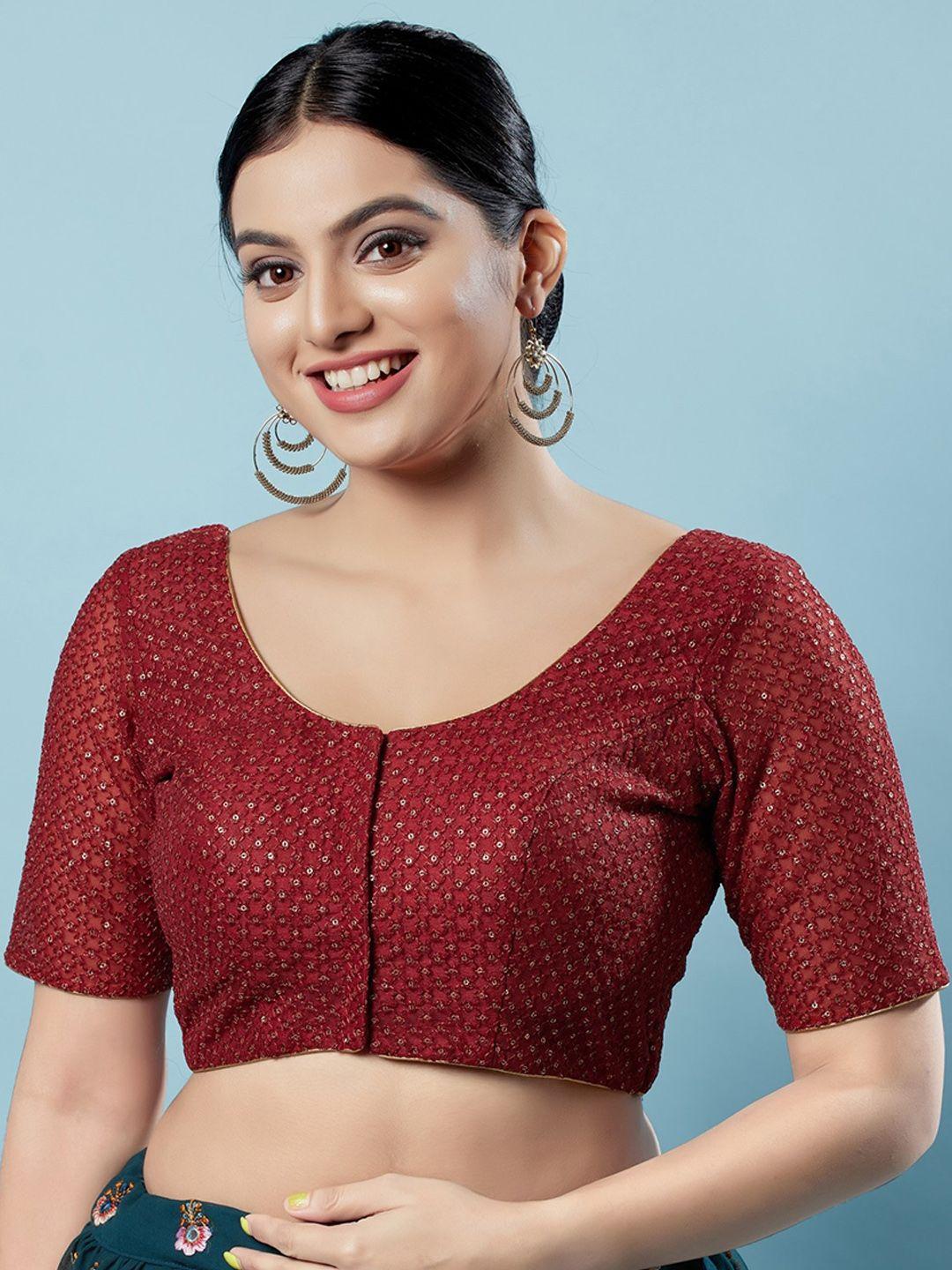 salwar studio embellished brocade saree blouse