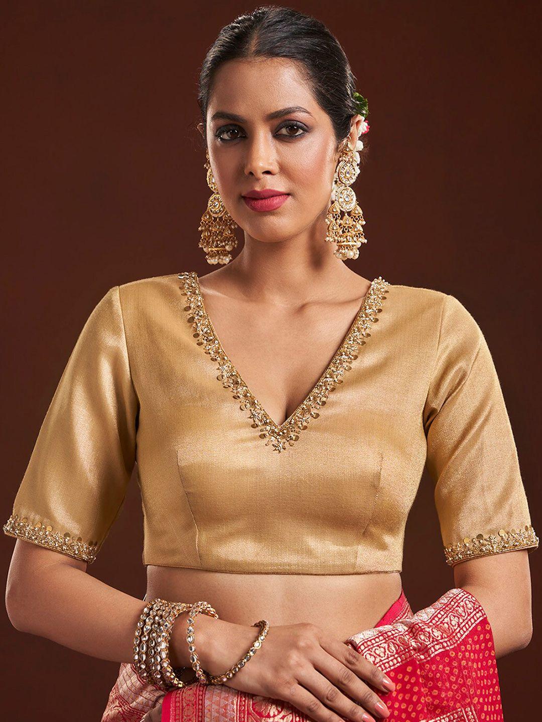salwar studio embellished sequinned tissue saree blouse