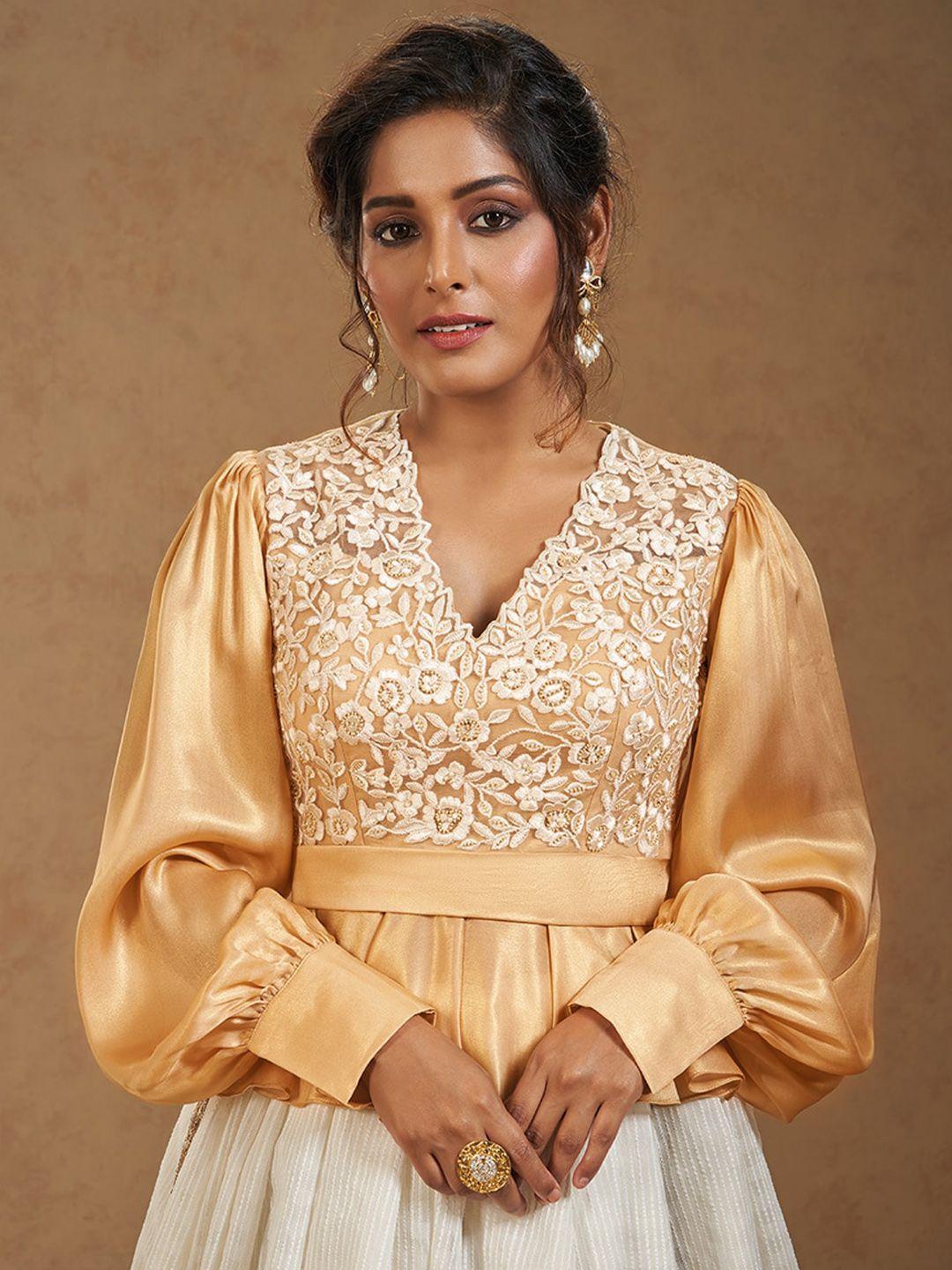 salwar studio embellished silk saree blouse