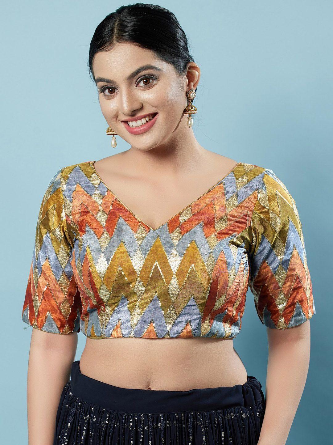 salwar studio embellished silk saree blouse