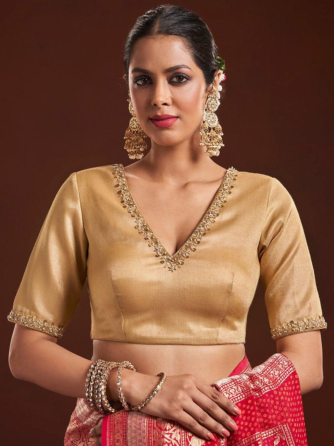 salwar studio embroidered brocade saree blouse