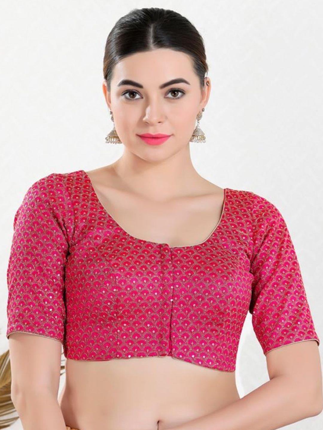 salwar studio embroidered padded readymade saree blouse