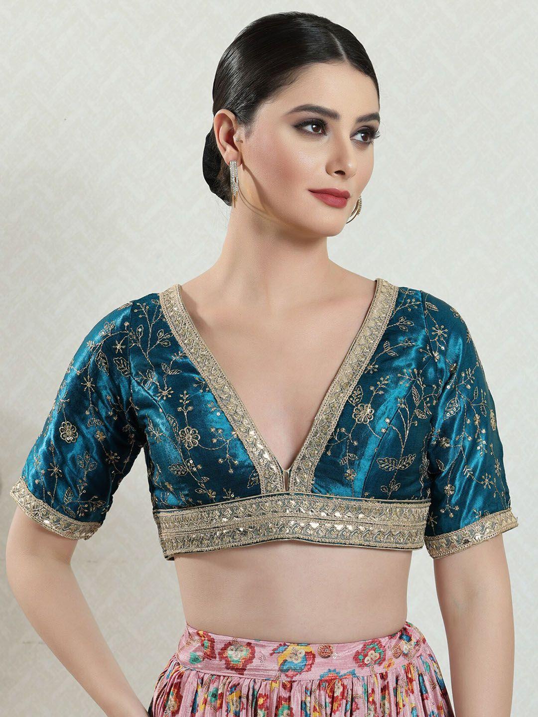 salwar studio embroidered saree blouse