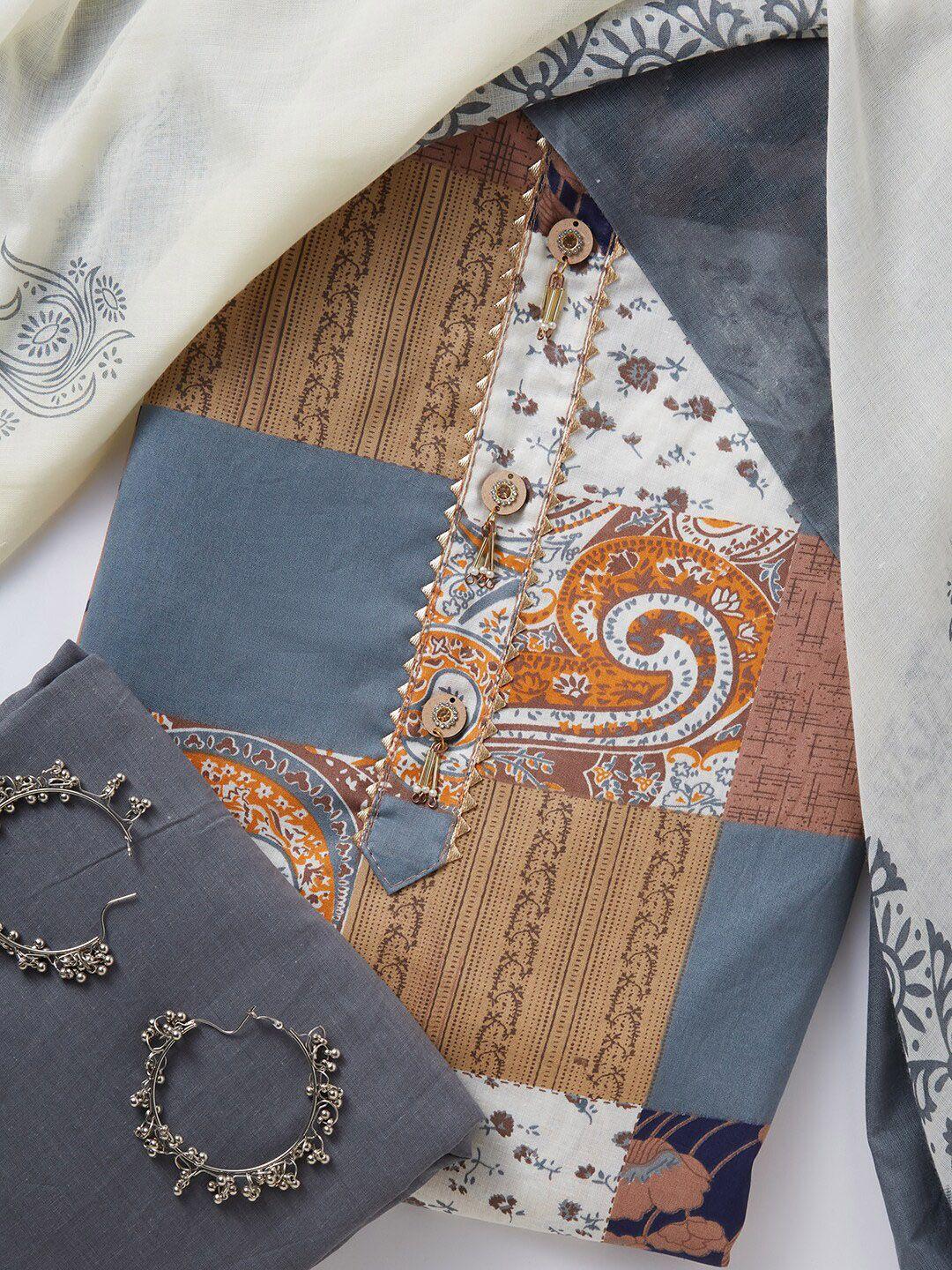 salwar studio ethnic motifs printed pure cotton unstitched dress material