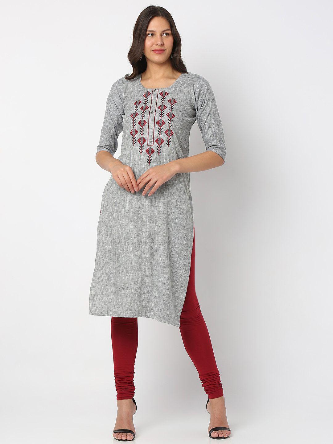 salwar studio ethnic motifs yoke design thread work cotton kurta