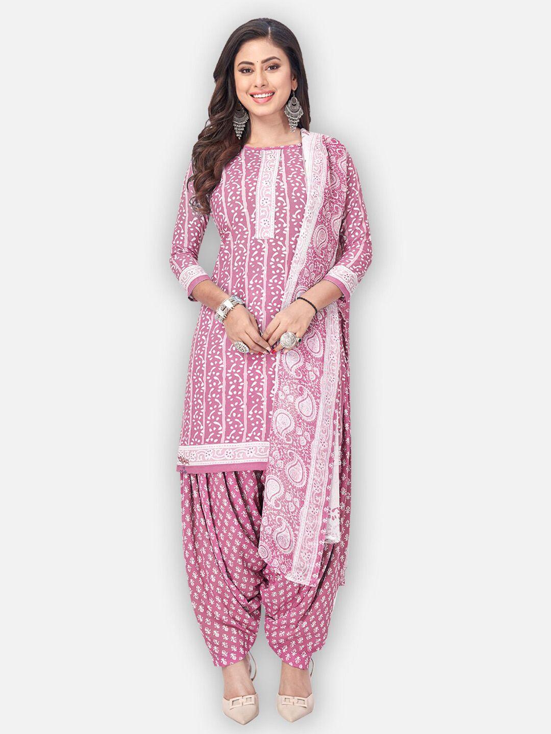 salwar studio ethnic printed silk crepe unstitched dress material