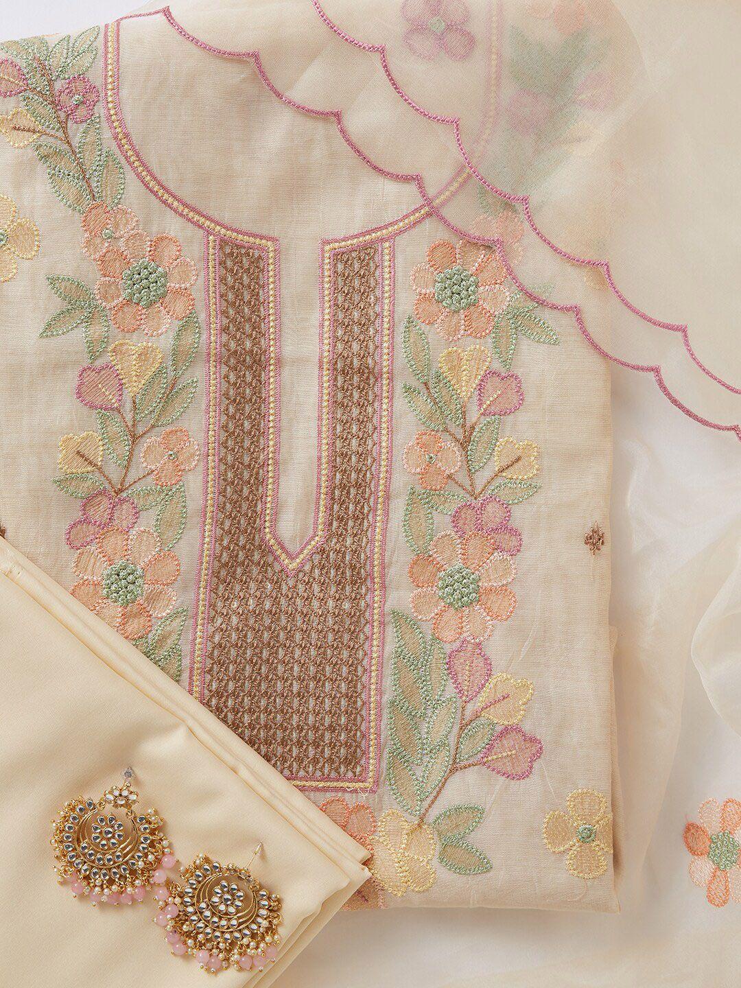 salwar studio floral embroidered organza unstitched dress material