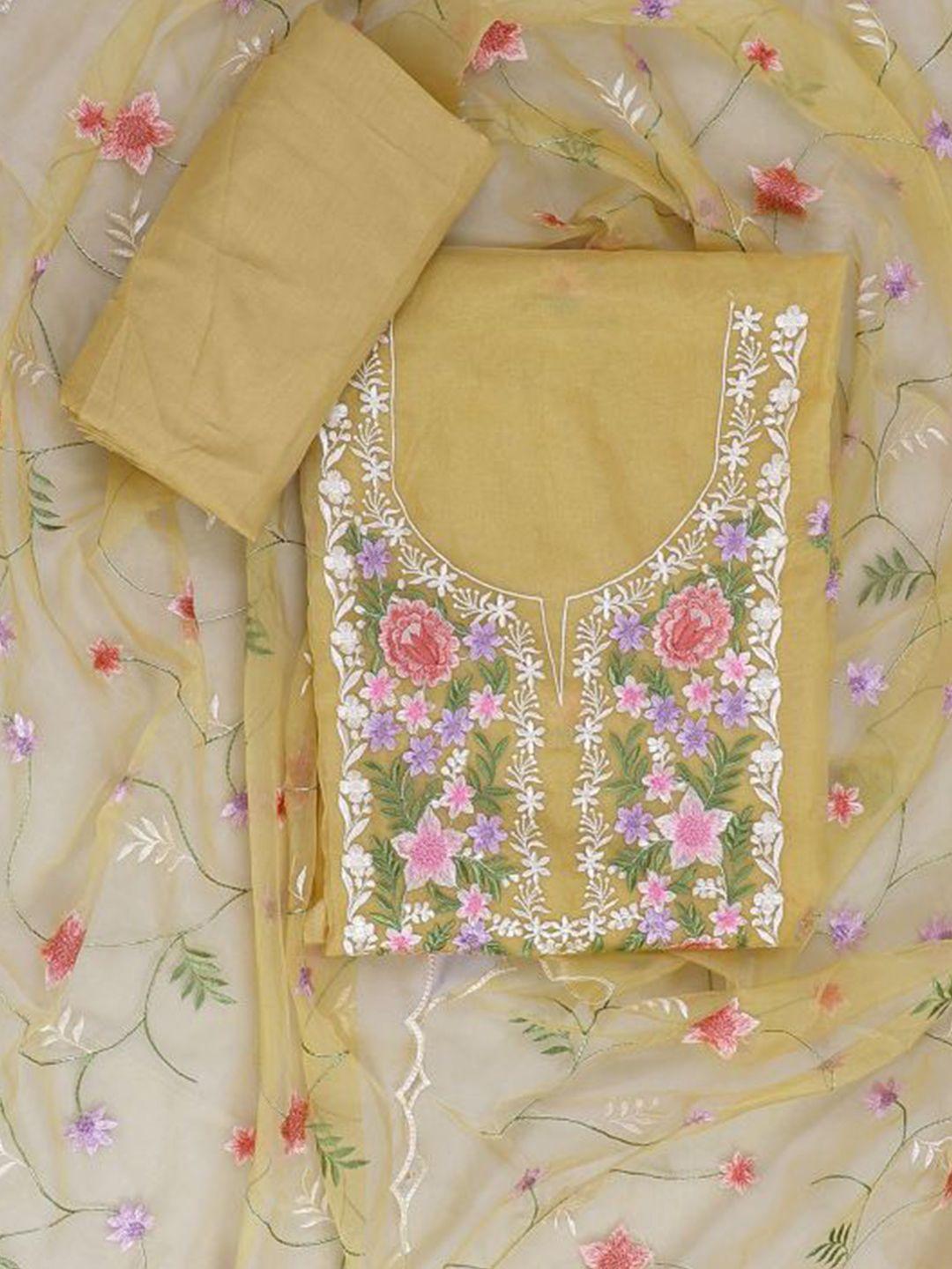 salwar studio floral embroidered unstitched dress material