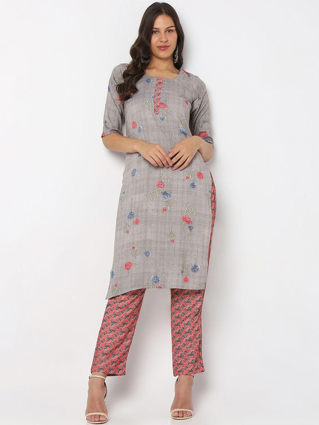 salwar studio floral printed pure cotton kurta with trousers