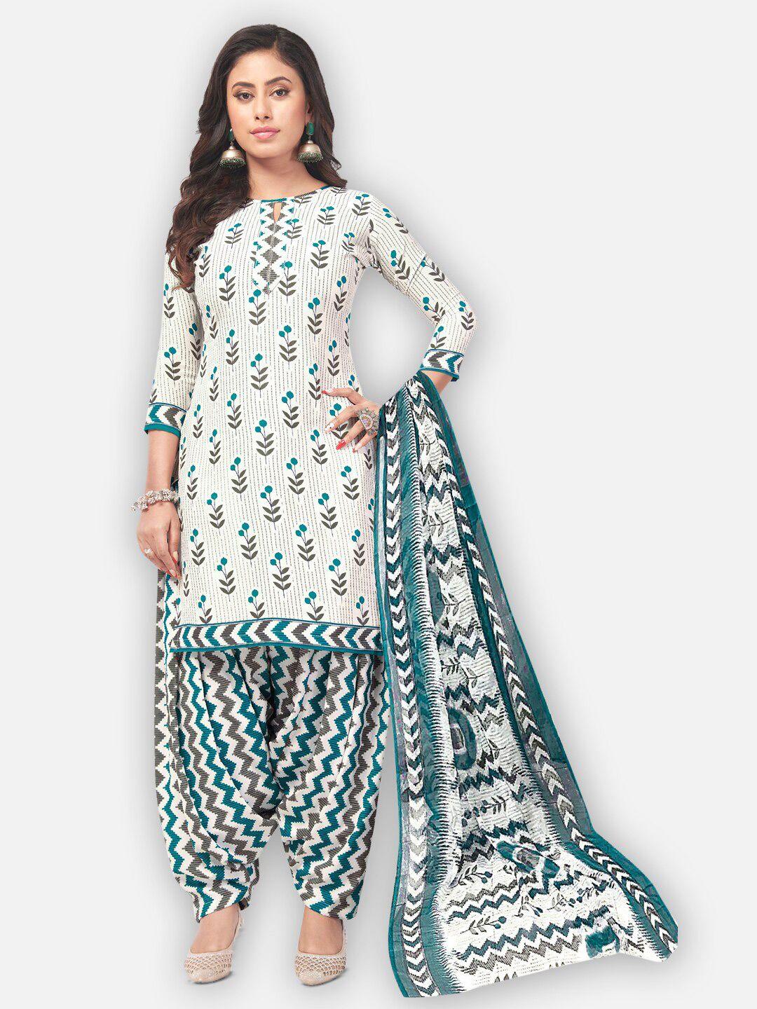 salwar studio floral printed silk crepe unstitched dress material