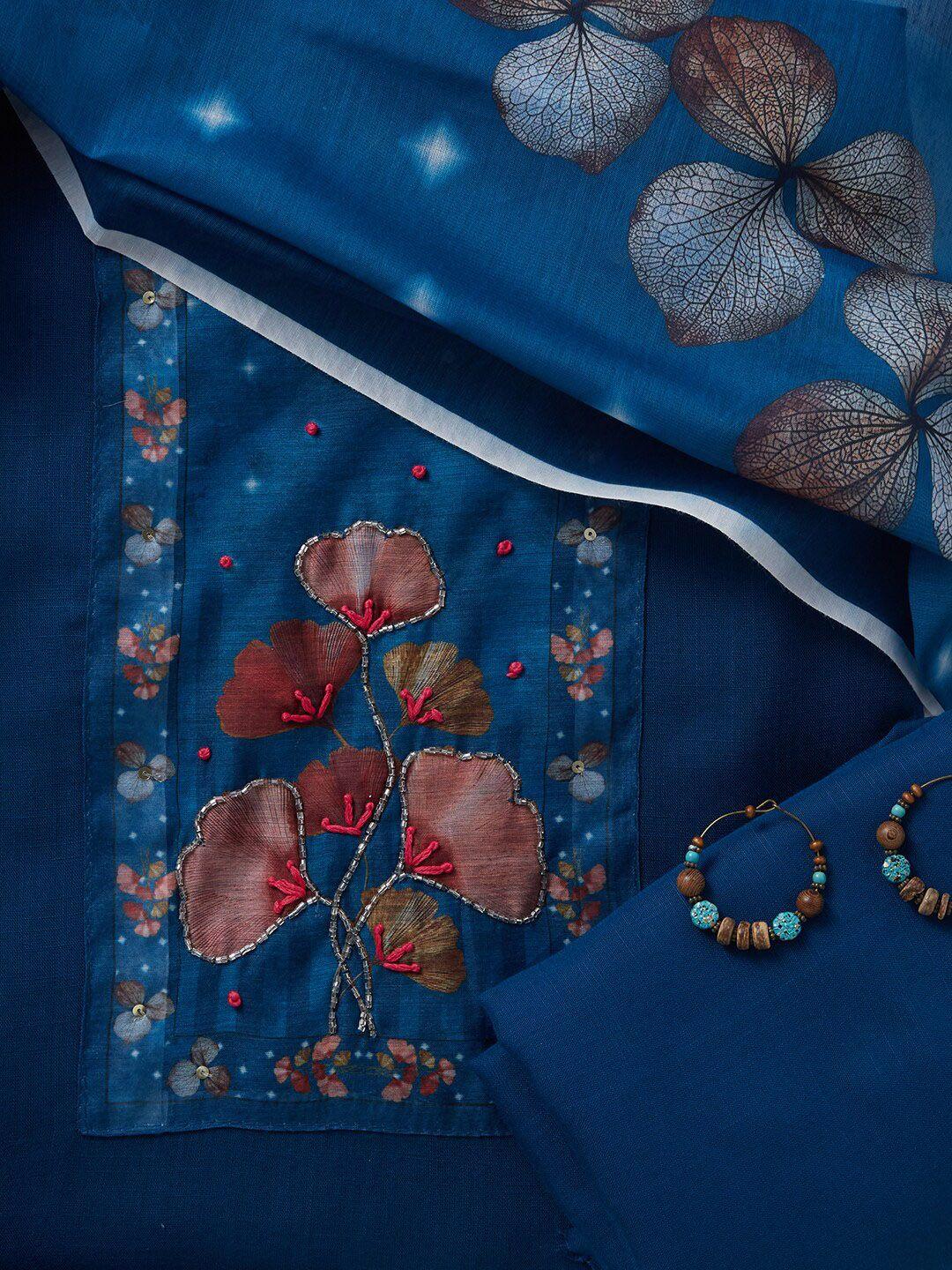 salwar studio floral printed unstitched dress material