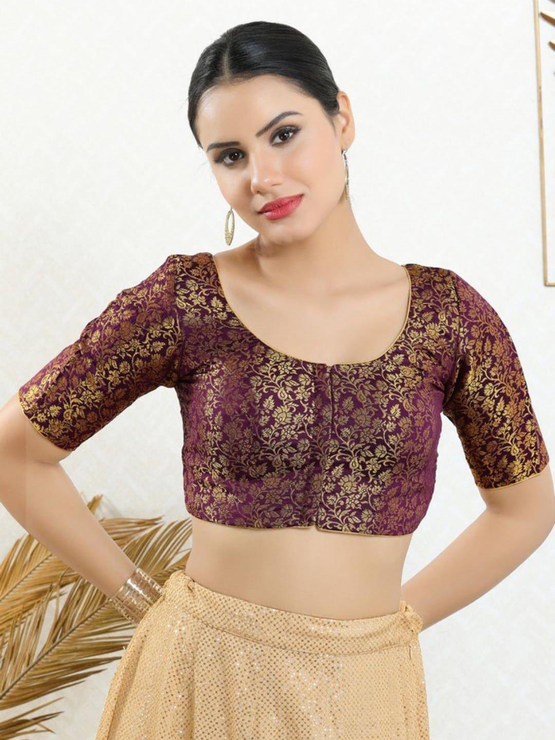 salwar studio floral woven design saree blouse