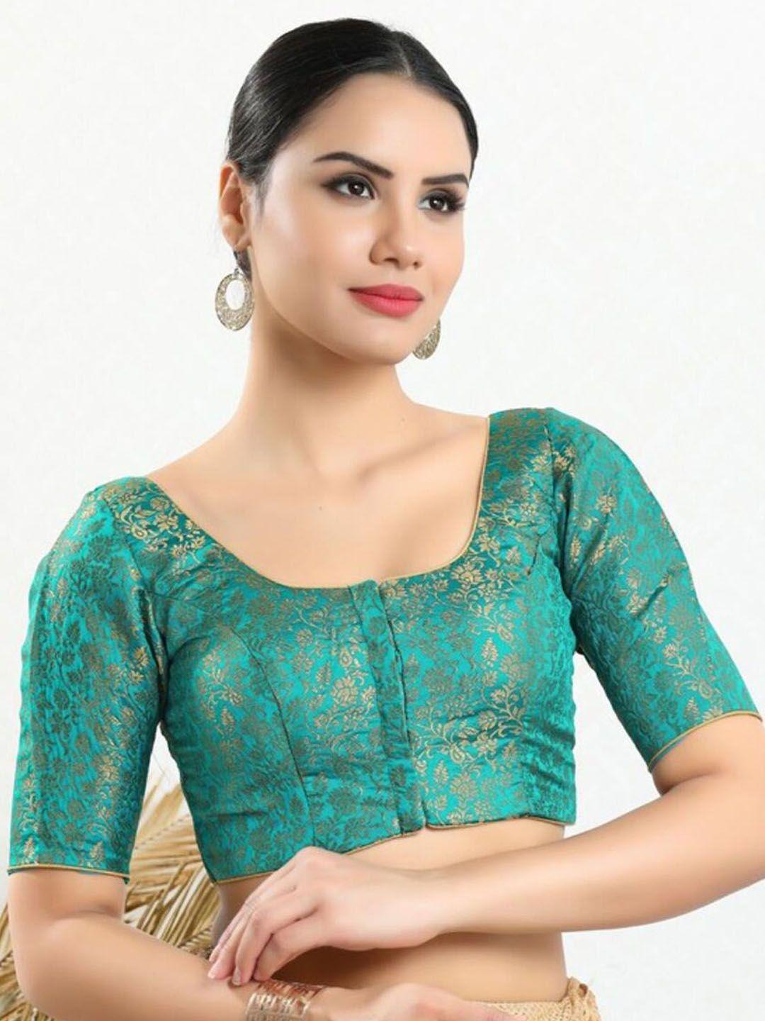 salwar studio floral woven jacquard saree blouse