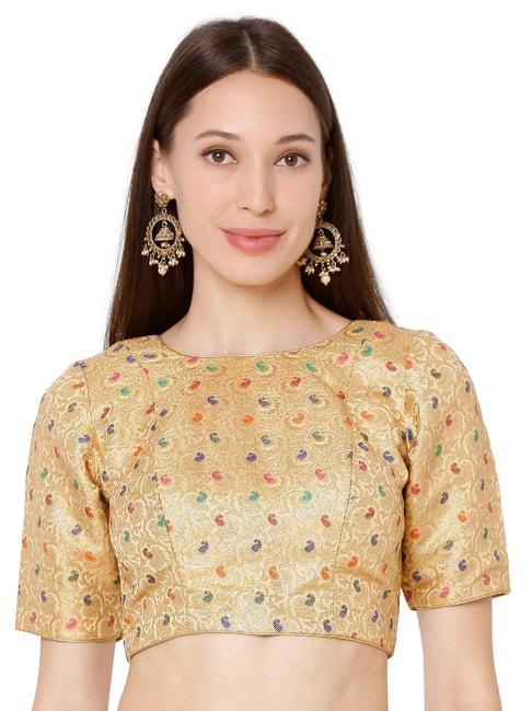 salwar studio gold blended readymade blouse