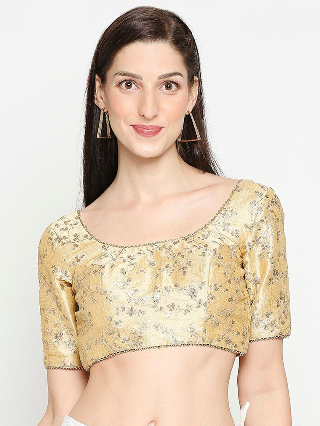 salwar studio gold embroidered silk saree blouse