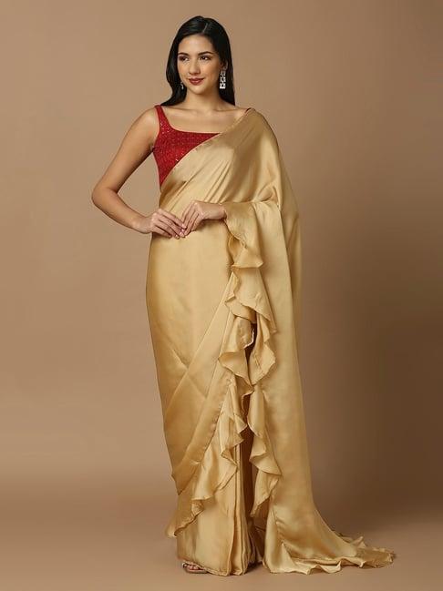 salwar studio gold ready to wear saree without blouse