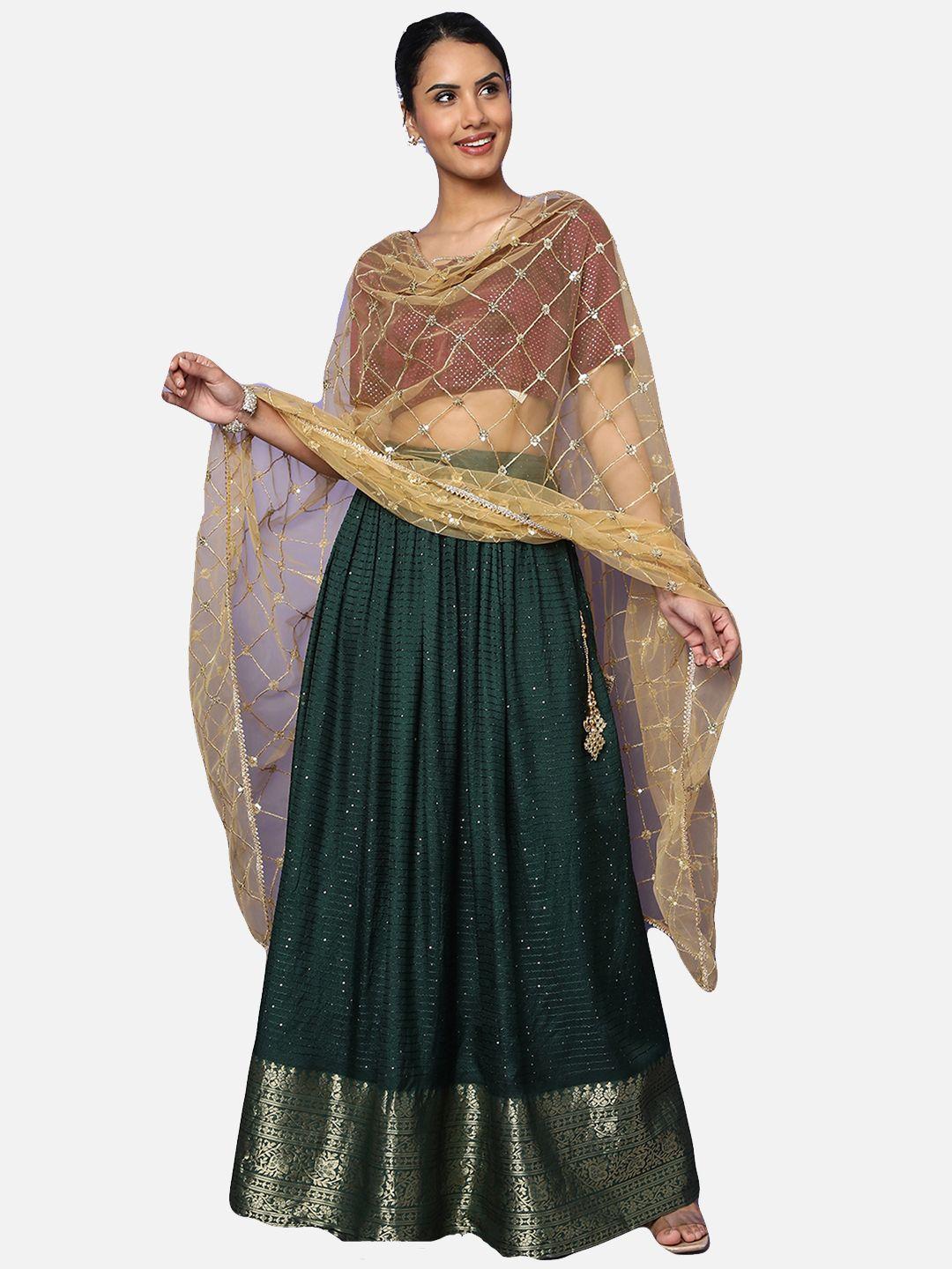salwar studio gold-toned ethnic motifs embroidered dupatta with sequinned