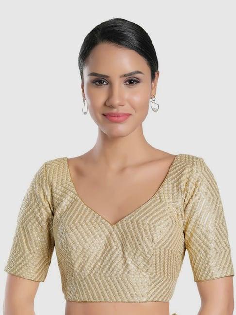 salwar studio golden embellished readymade blouse