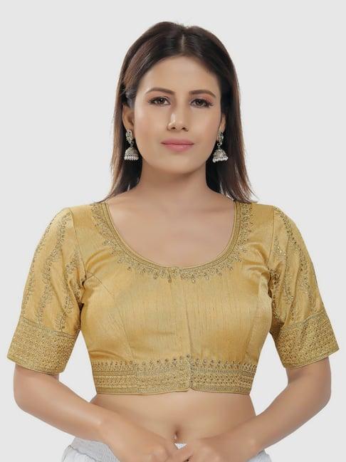 salwar studio golden embroidered readymade blouse