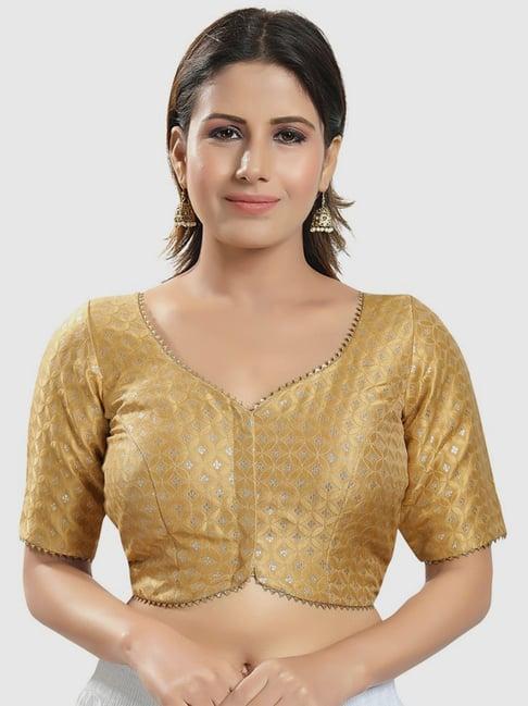 salwar studio golden printed readymade blouse