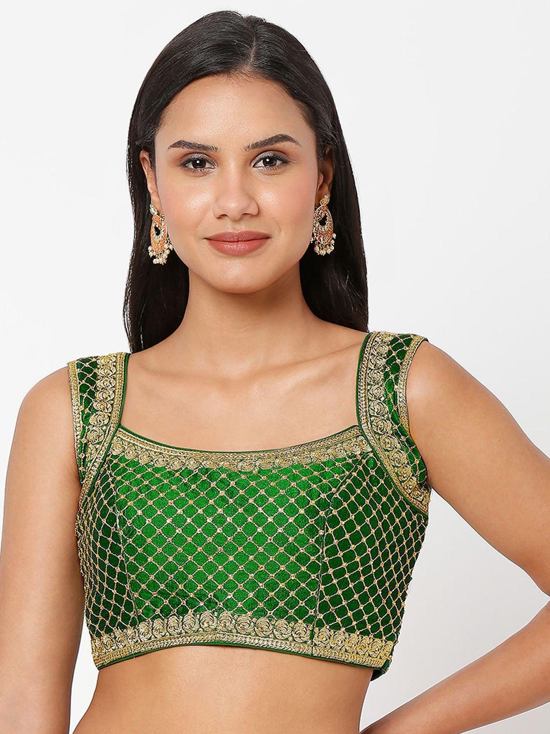 salwar studio green embroidered saree blouse