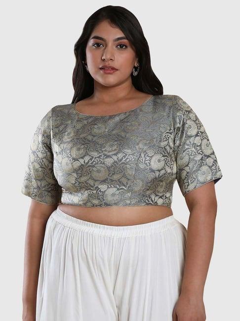 salwar studio grey woven pattern blouse