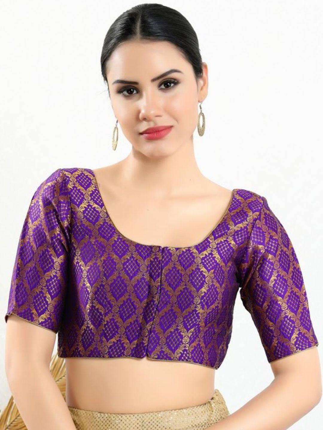 salwar studio jacquard readymade saree blouse