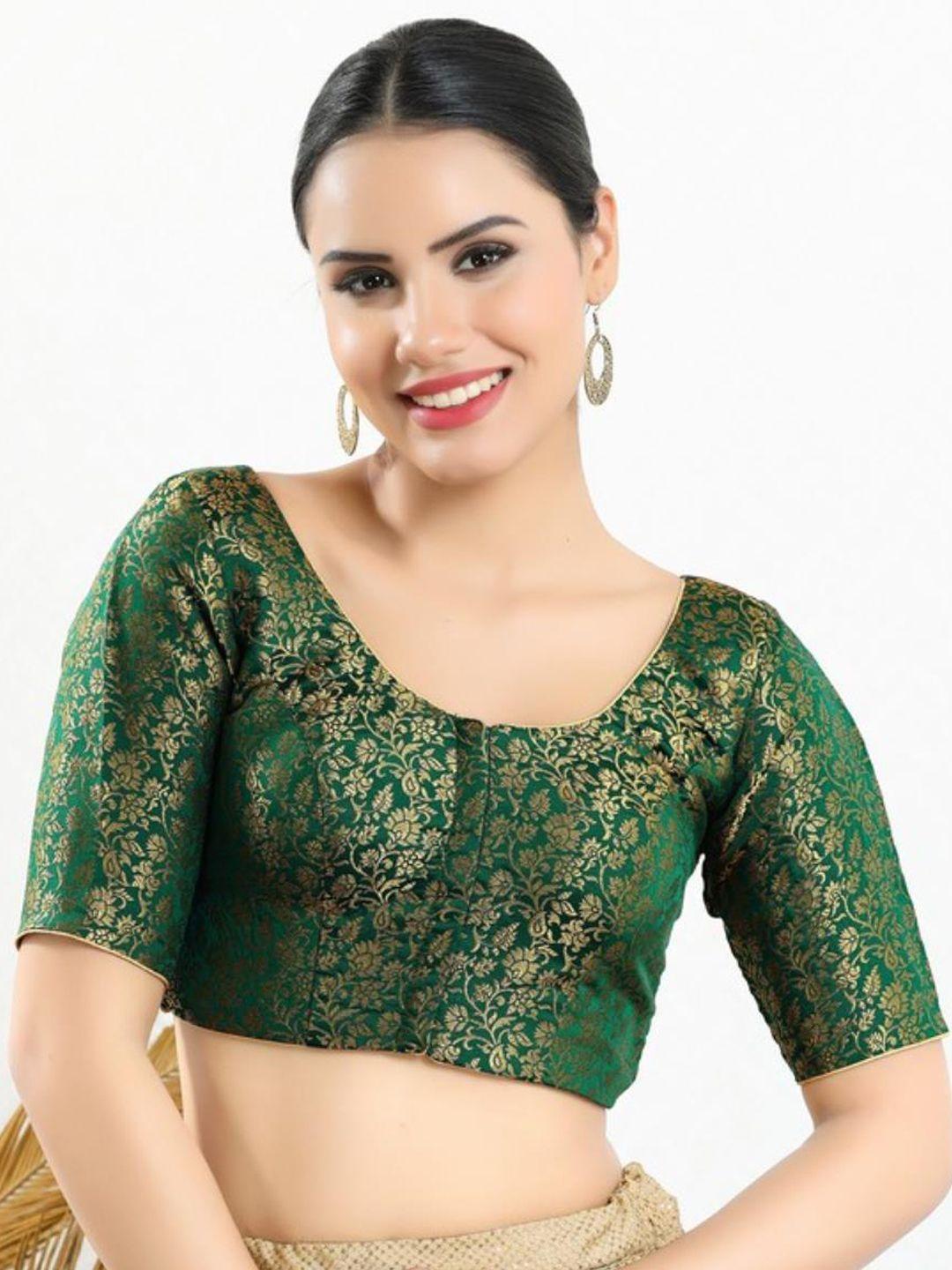salwar studio jacquard woven design readymade saree blouse