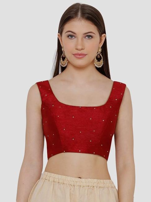 salwar studio maroon embellished readymade blouse