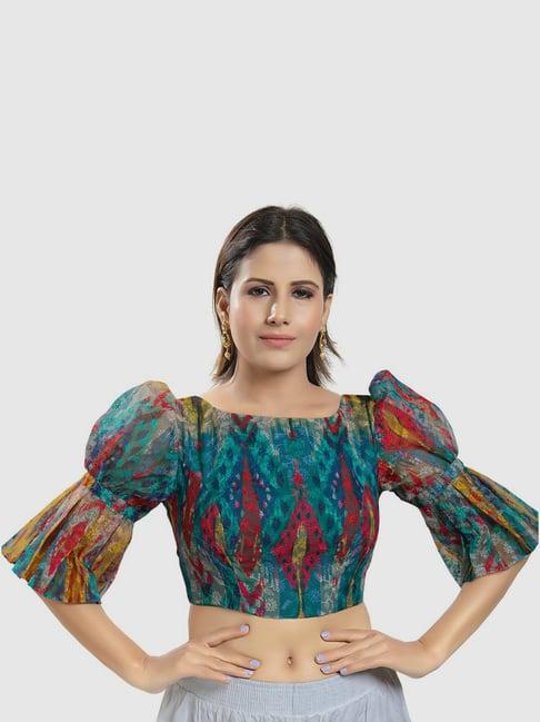 salwar studio multicolor printed readymade blouse