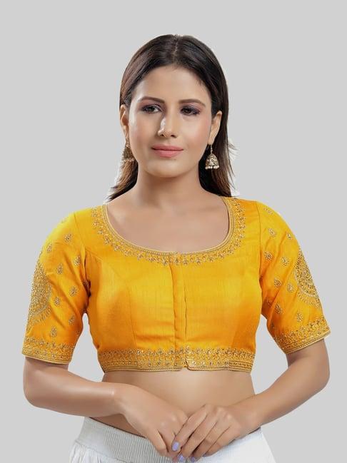 salwar studio mustard embroidered readymade blouse