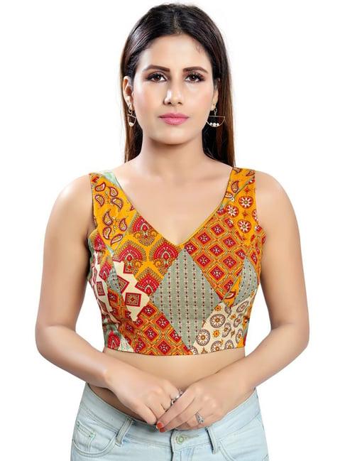 salwar studio mustard printed blouse