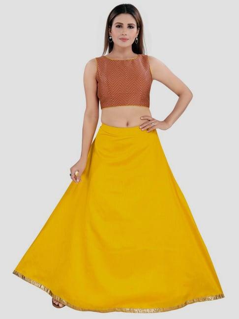 salwar studio mustard regular fit skirt