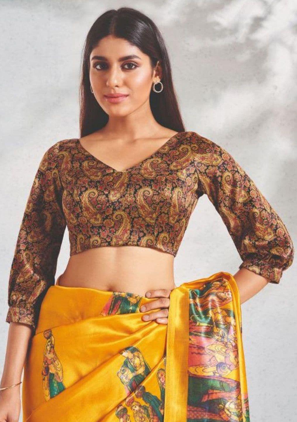 salwar studio paisley printed saree blouse