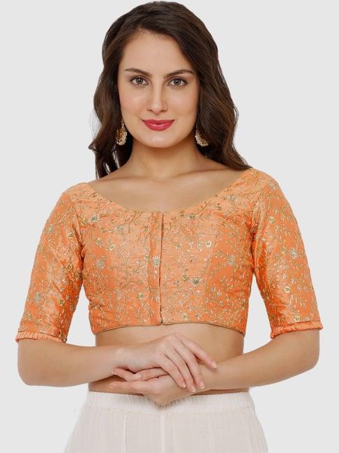 salwar studio peach embroidered readymade blouse