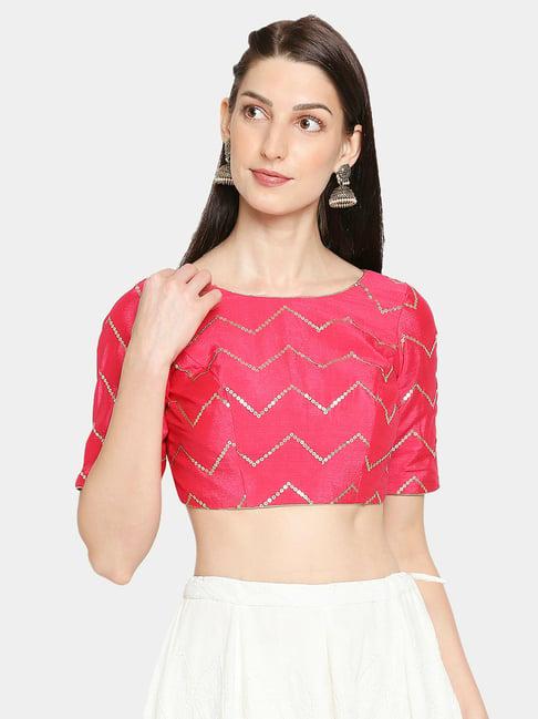 salwar studio pink embellished blouse