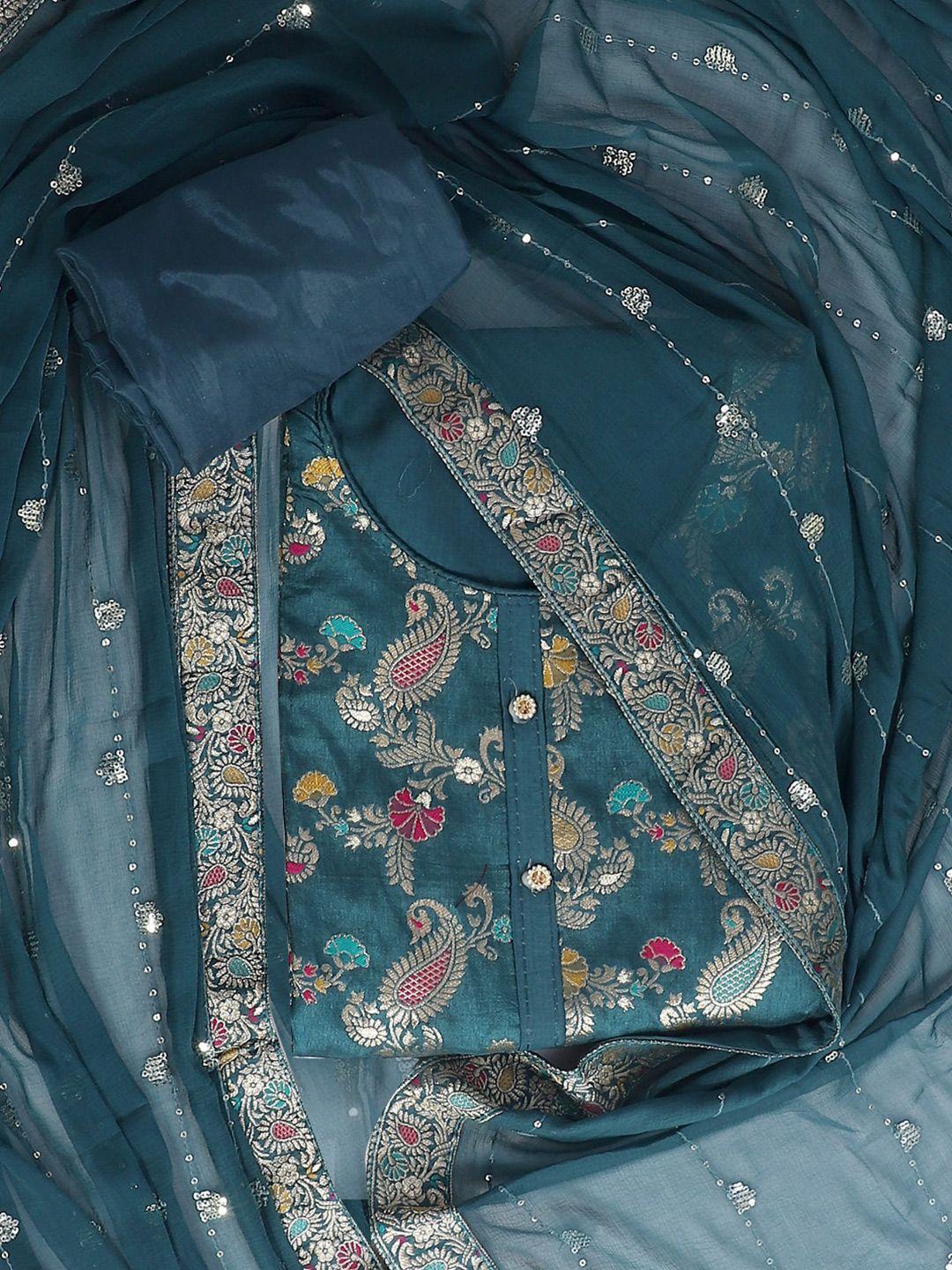 salwar studio printed art silk unstitched dress material