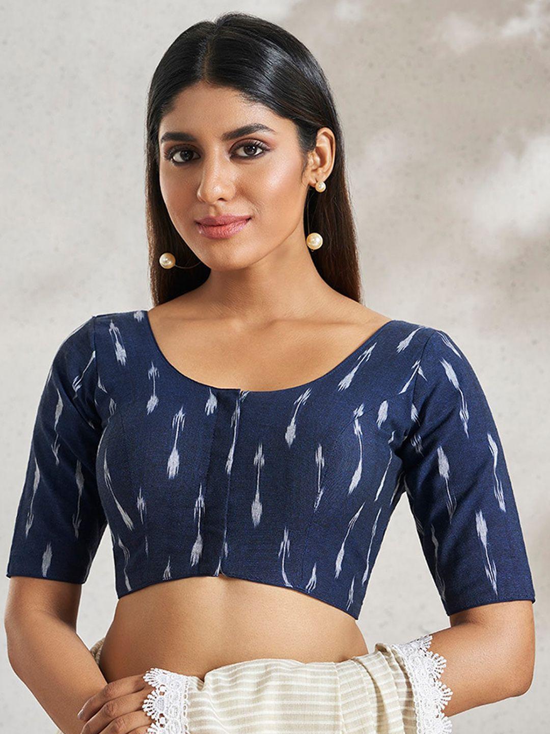 salwar studio printed cotton saree blouse