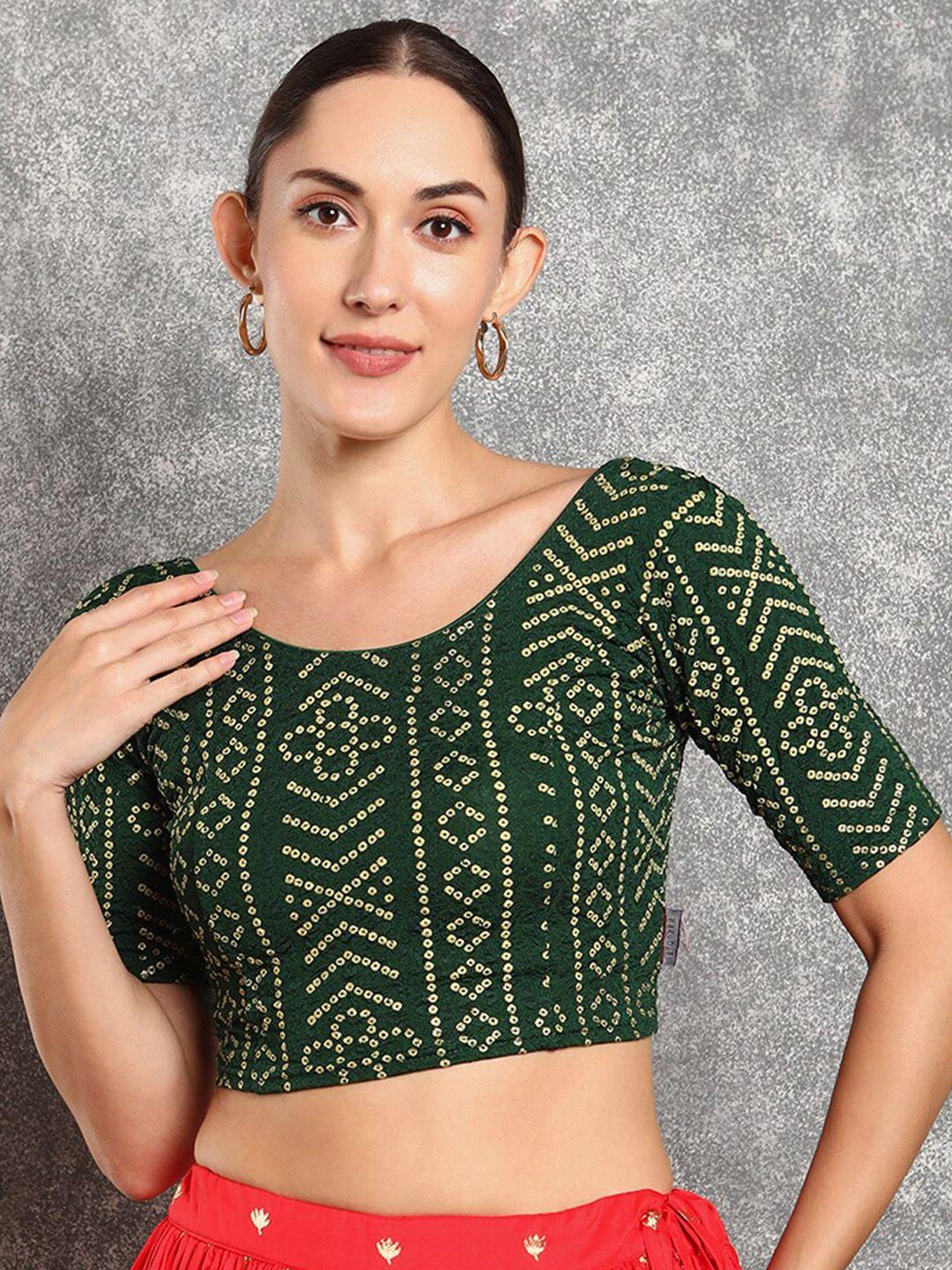 salwar studio printed cotton stretchable saree blouse