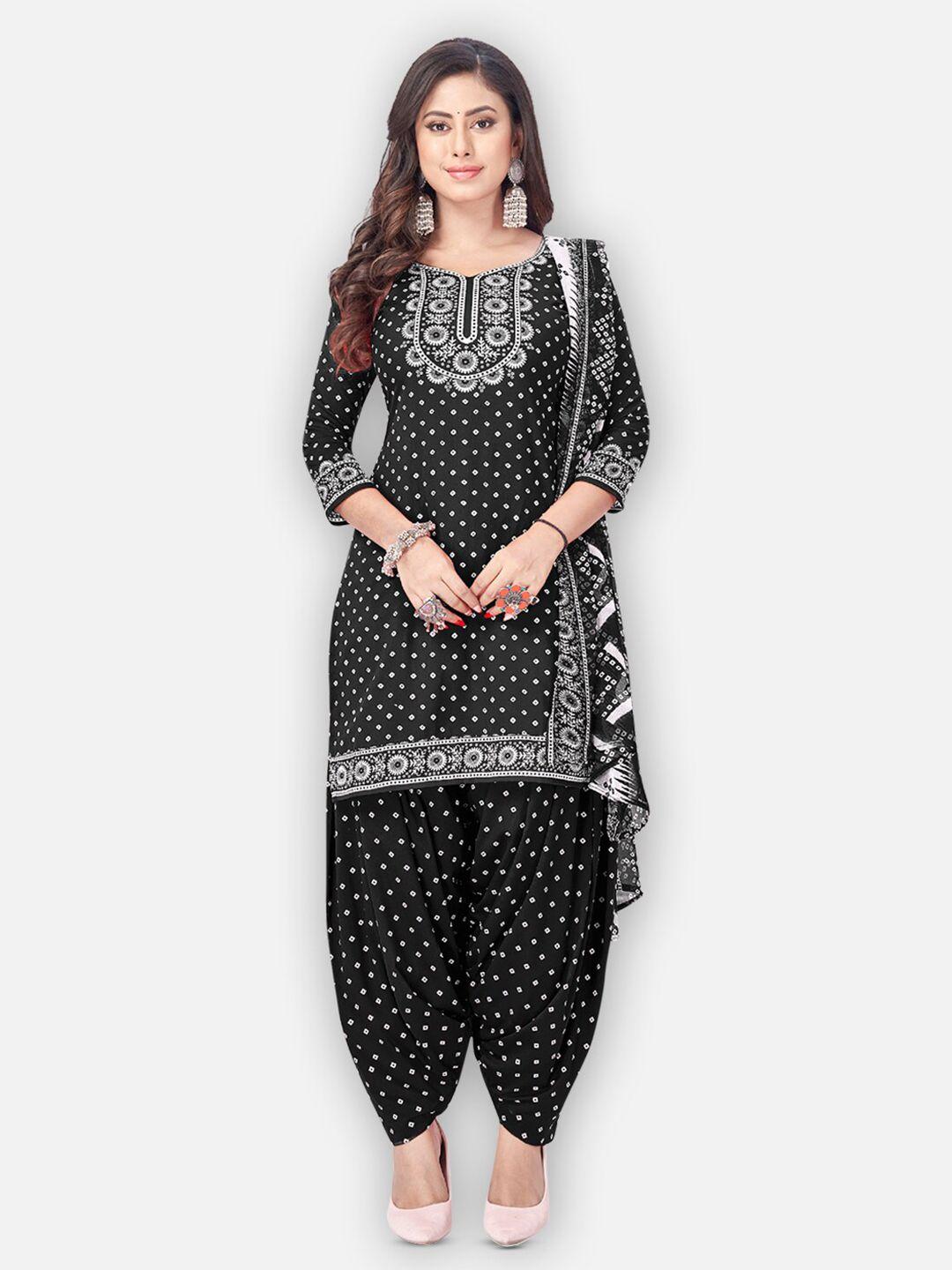 salwar studio printed silk crepe unstitched dress material