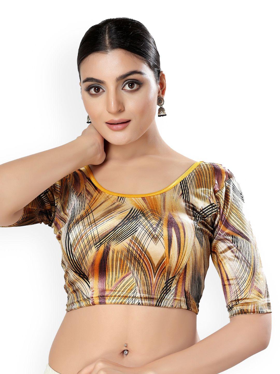 salwar studio printed stretchable saree blouse