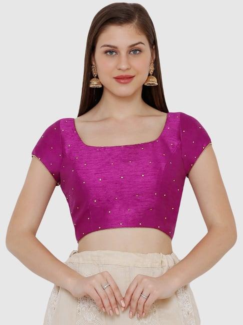 salwar studio purple embellished readymade blouse