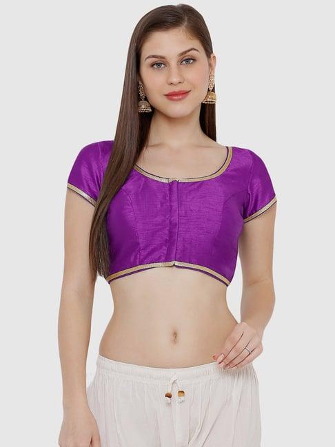 salwar studio purple embroidered readymade blouse