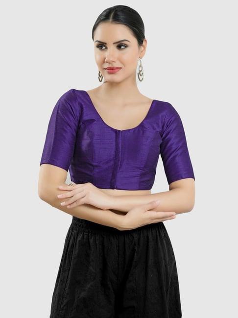 salwar studio purple plain blouse