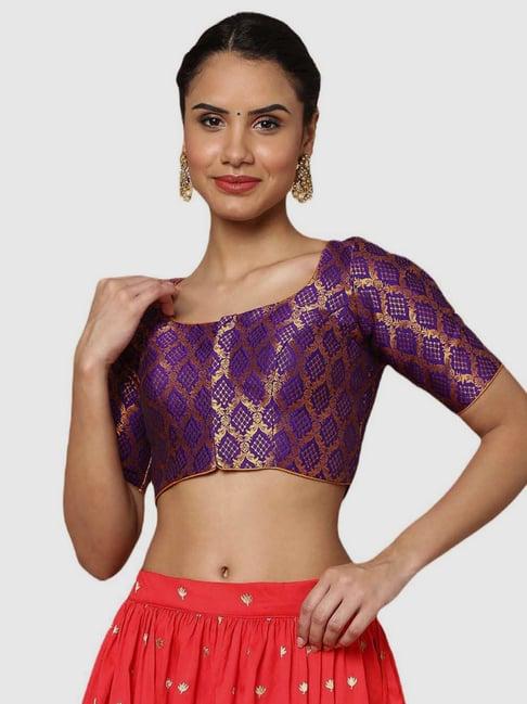 salwar studio purple textured readymade blouse