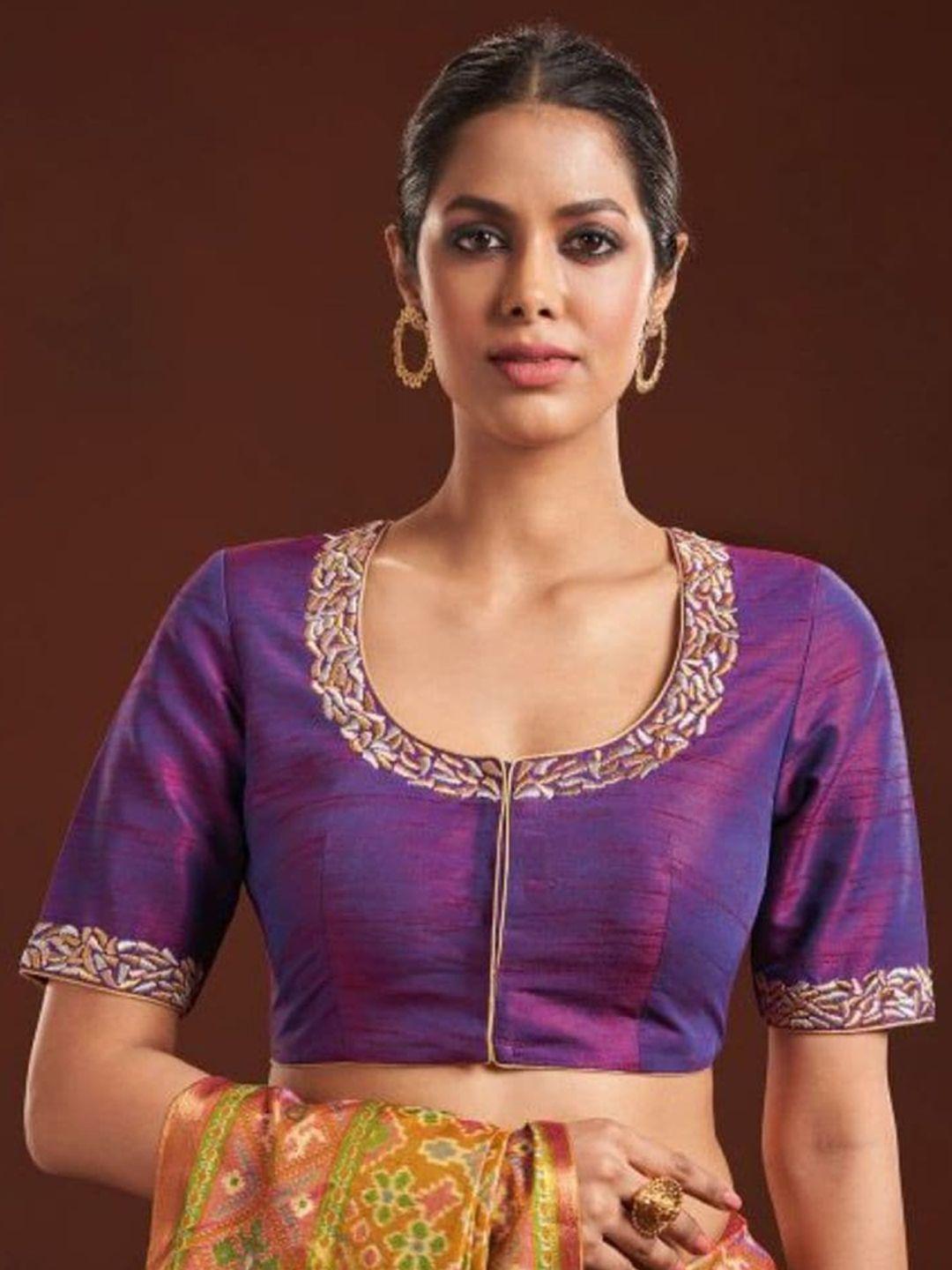salwar studio raw silk readymade saree blouse