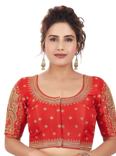 salwar studio red mulberry silk embroidered blouse