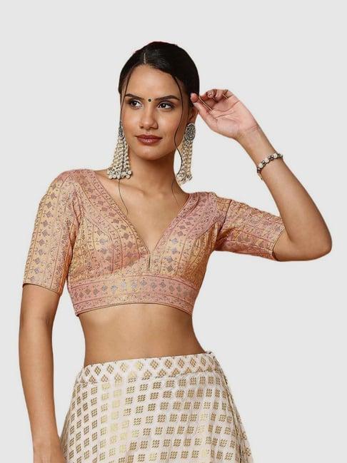 salwar studio rose gold embroidered readymade blouse